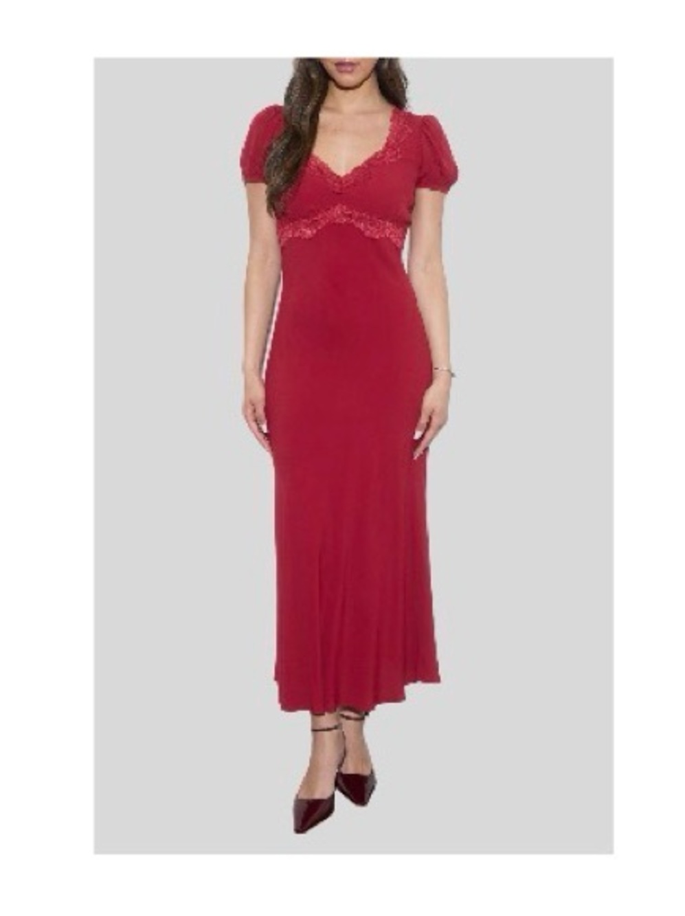 Workshop Republic Clothing Red Lace-Detail Maxi Dress
